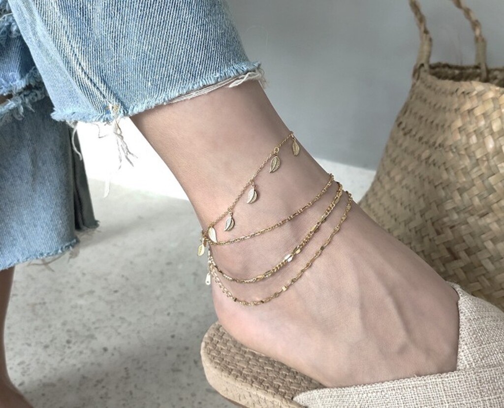 Women / Girl 925 Sterling Silver Gold Figaro Link Chain Anklet Bracelet 8-9.5″