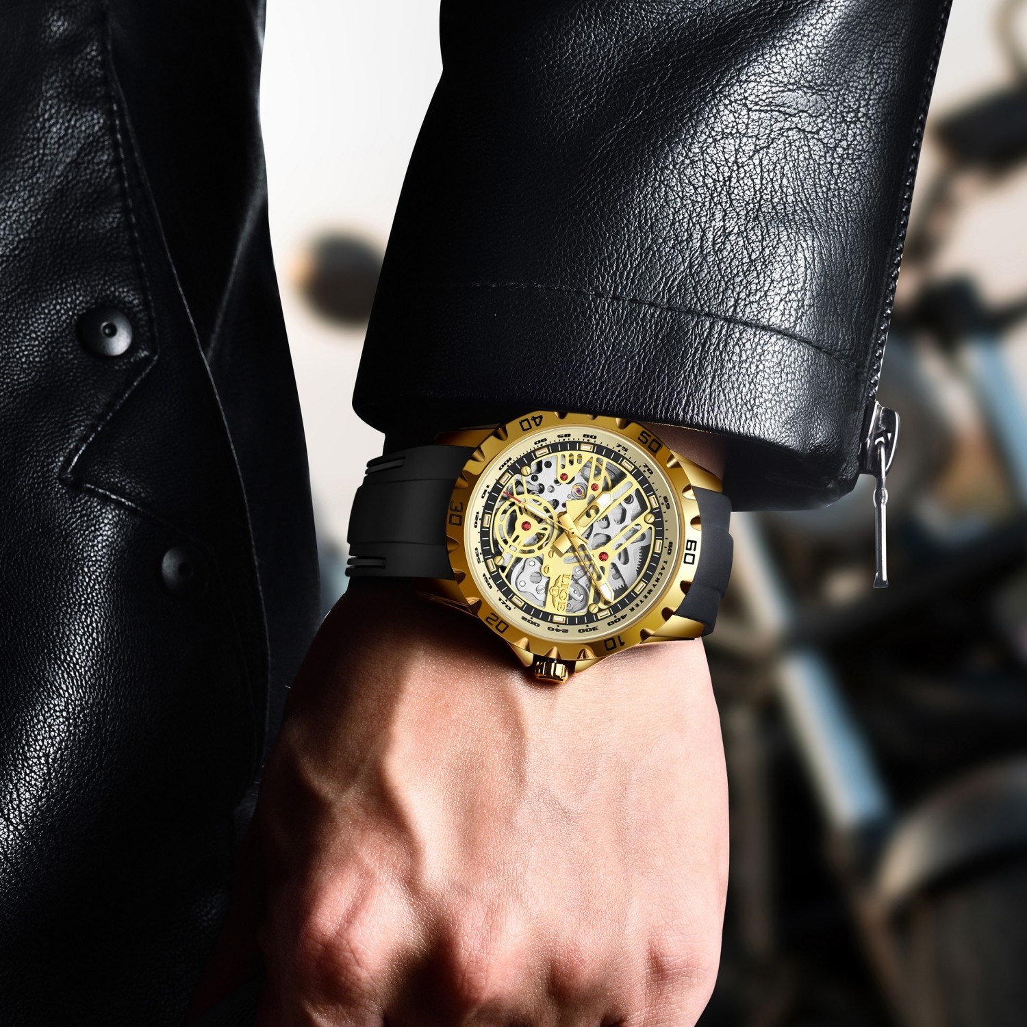 LIGE Men Watch Automatic Mechanical Moon phases Date Week Dial Casual Wristwatch