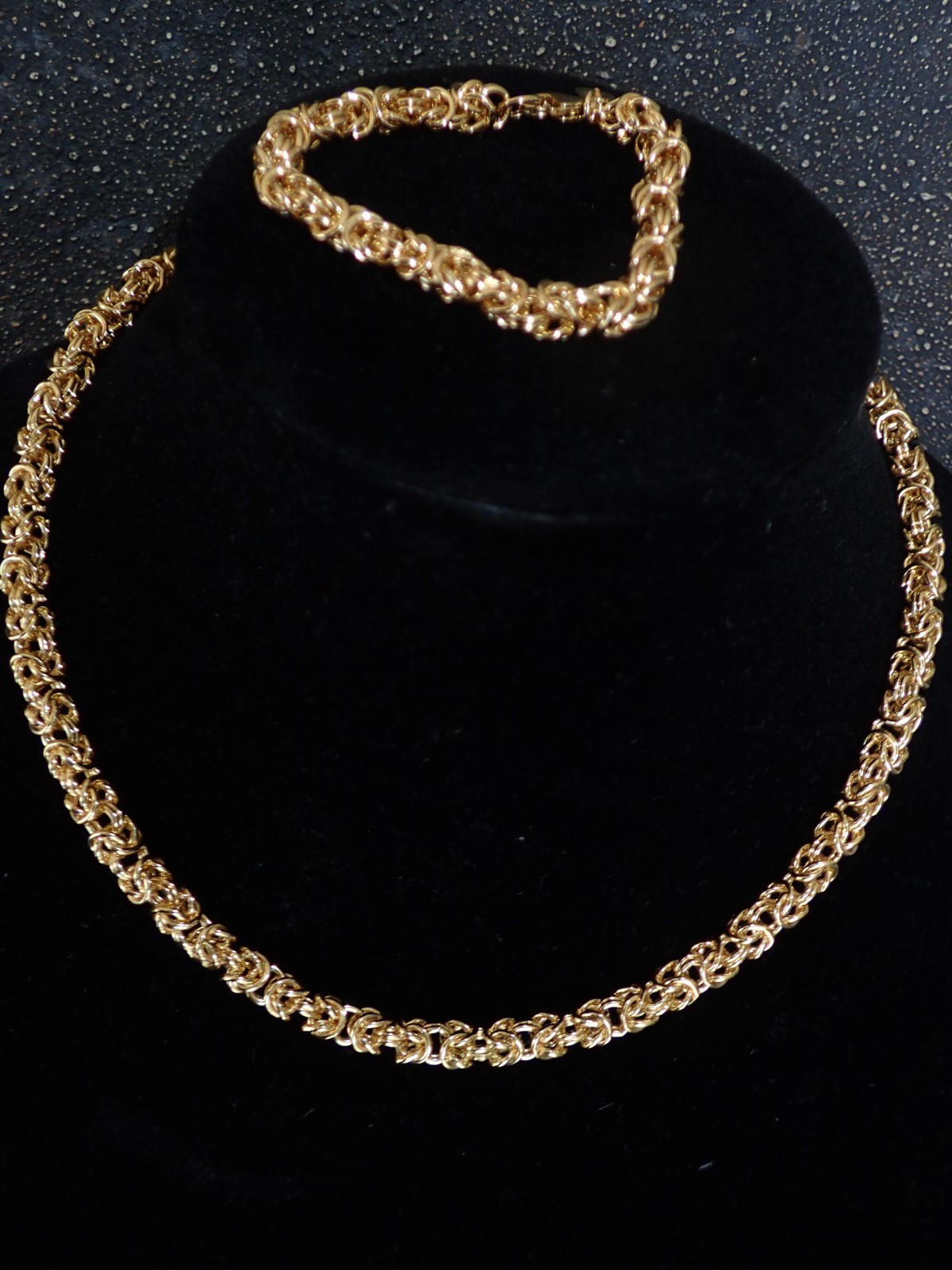Bellezza 18k gold layrd Bronze Byzantine Necklace & Bracelet 2-piece Set 7″ 18″