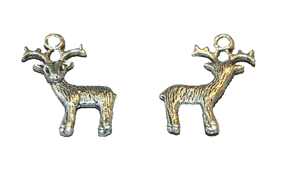 Reindeer #2 Christmas Charm Tibetan Silver J1053