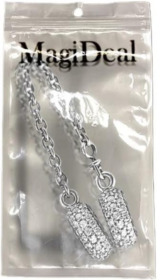 Plated Silver Heart Charm Safety Chain with Crystal – Ideal for Bracelets
