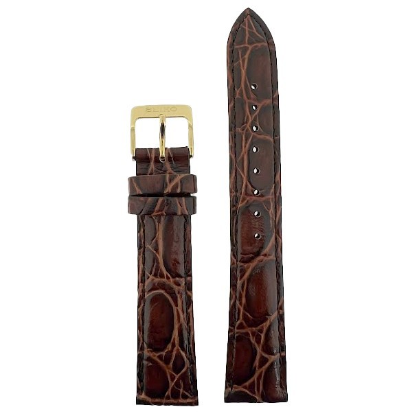 SEIKO Genuine Dark Brown Watch strap Leather Band 18mm Padded