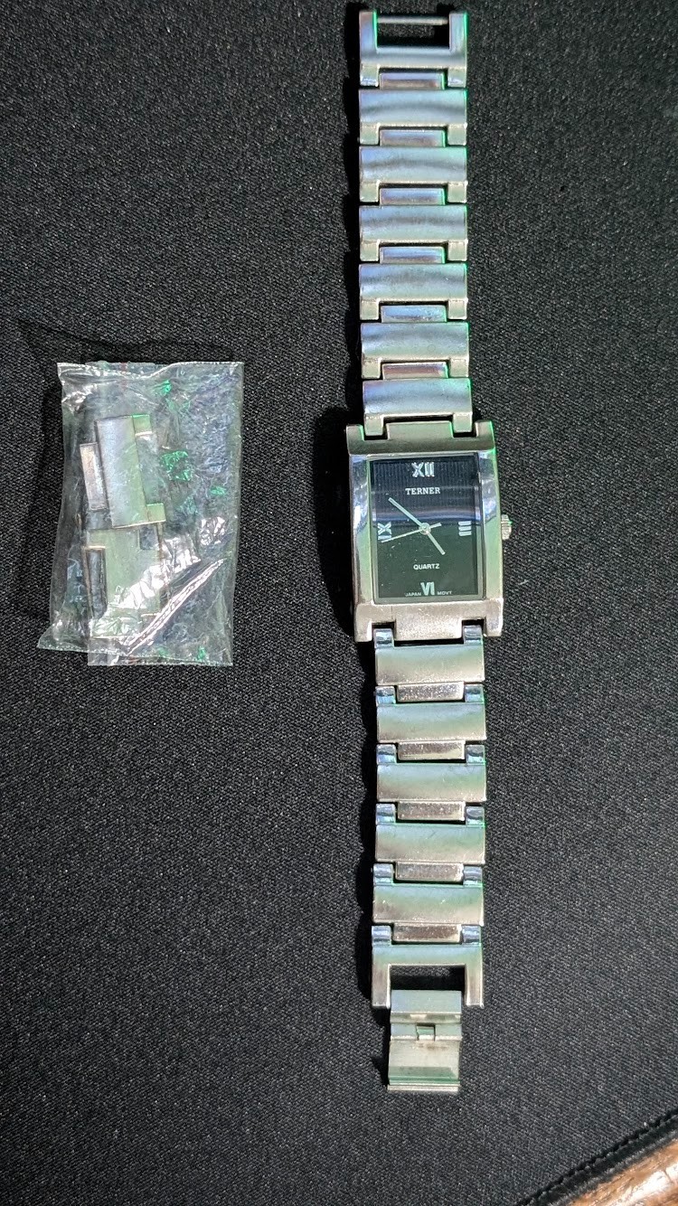 Vintage 1980s Bijoux Terner Rectangle Quartz Women’s Tank Watch Steel Bracelet