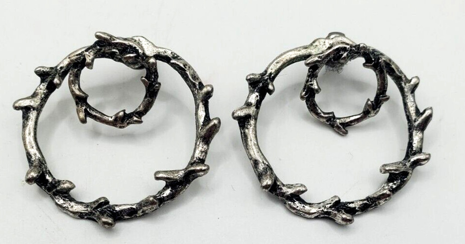 Fashion Crown of Thorns Earrings Two Sets in One Silver Tone Pierced Earrings