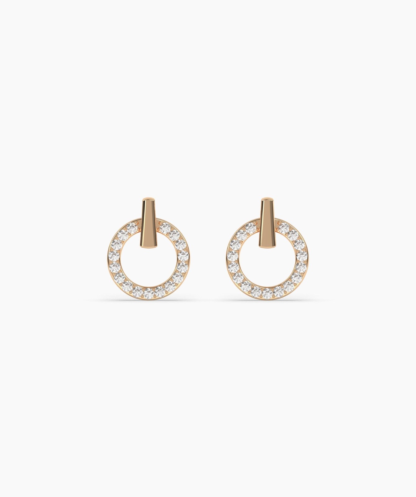 Round E-F/VVS Lab Grown Diamond 14K Gold Open Circle Door Knocker Stud Earrings