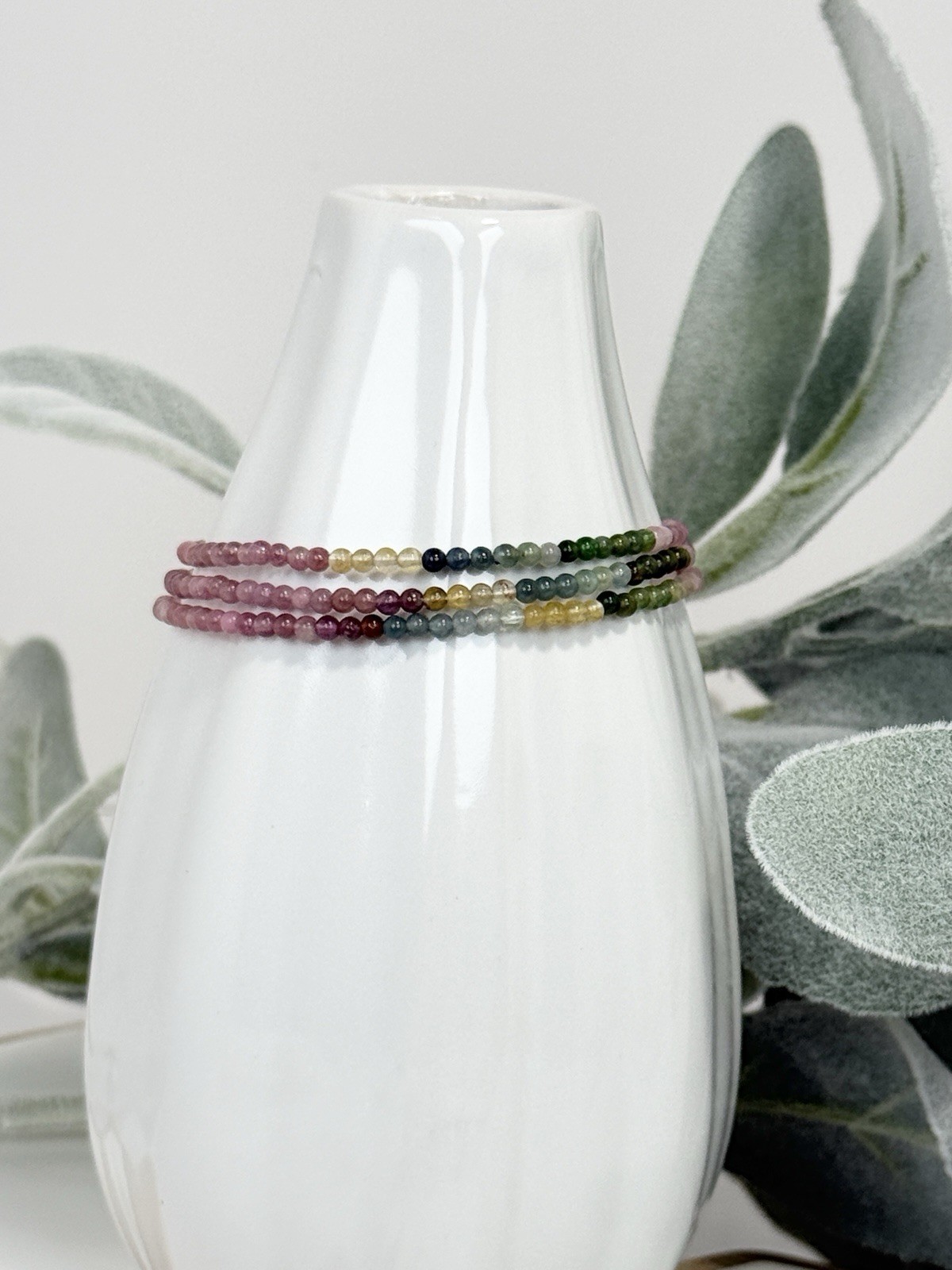 Tourmaline Colorful 6-6 1/2IN Bead Bracelet 2.8MM Set of 3