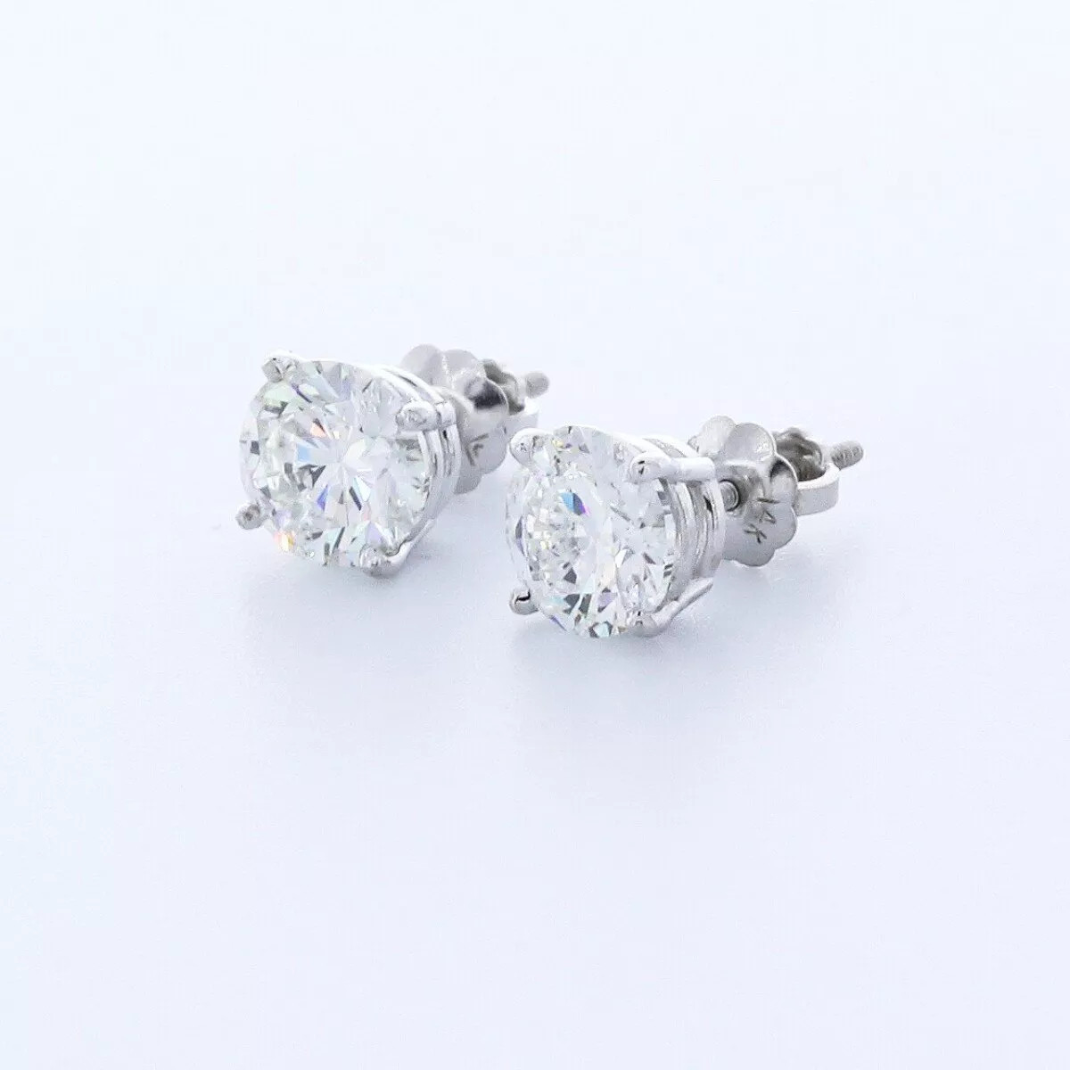 Stud Earrings Solid 14K White Gold Classic 1.63 CT Round Natural Diamond F VS2