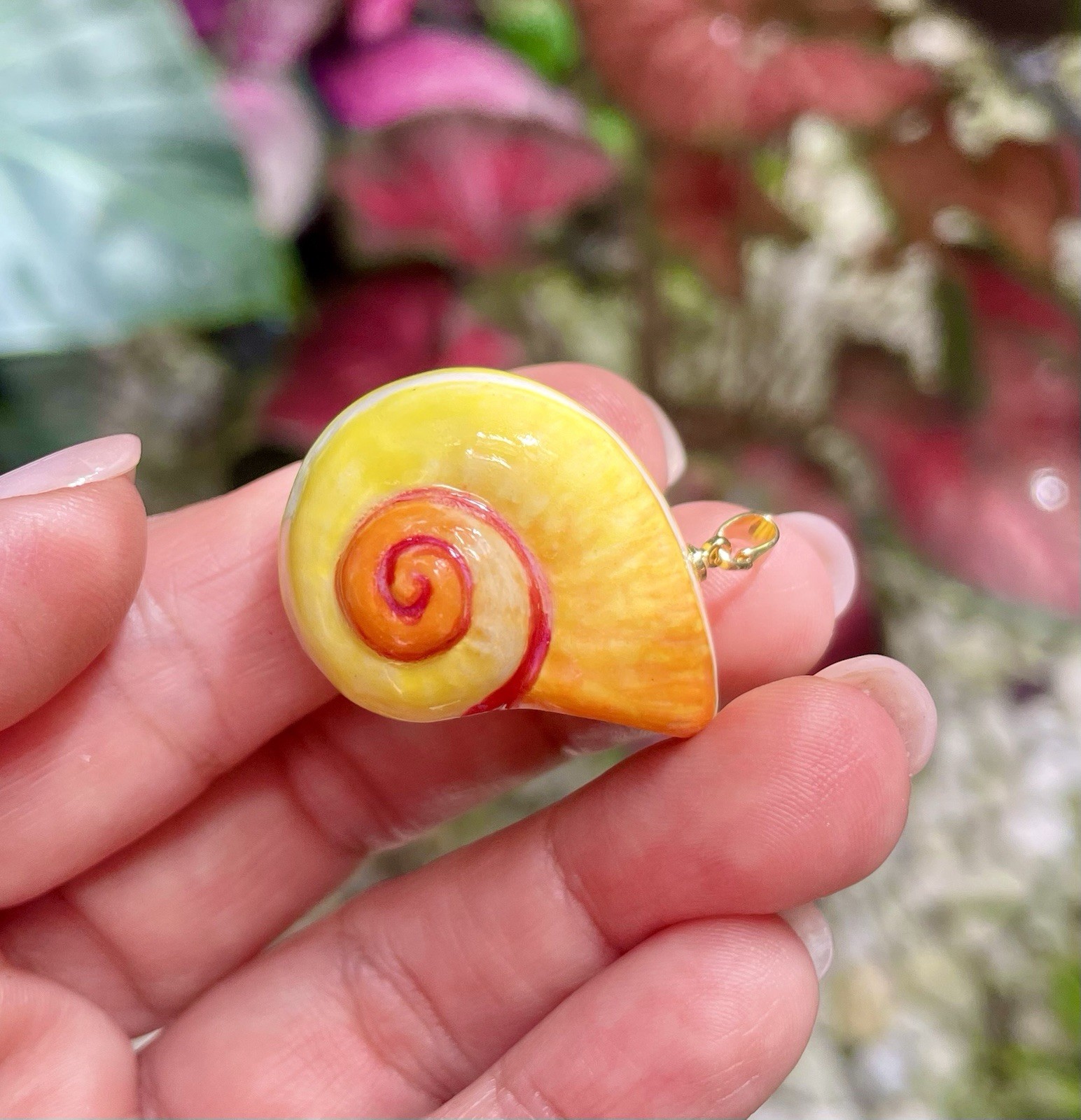 Handmade Ceramic Pendant Jewelry. Unique piece. Tangerine
