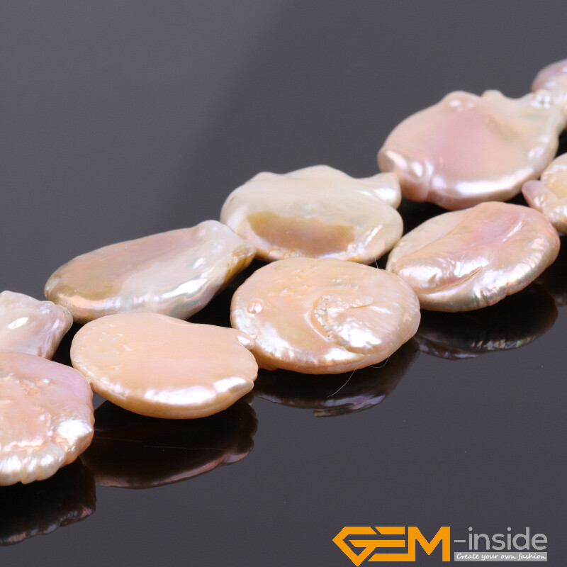 AAA Natural Baroque Big Nucleated Edison Coin Pearl Beads For Jewelry Making 15″
