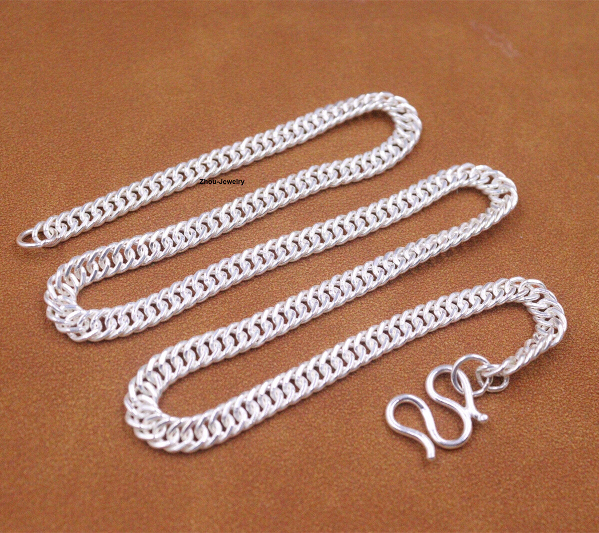 Pure S999 Fine Silver 999 Chain 5.8mm Mecut Curb Link Necklace 25-26g 18inch