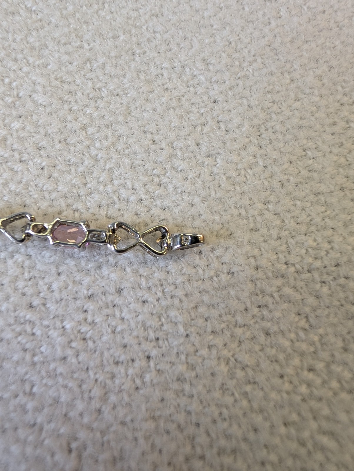 10k White Gold And Pink Sapphire Tennis Bracelet 7.25 Inches