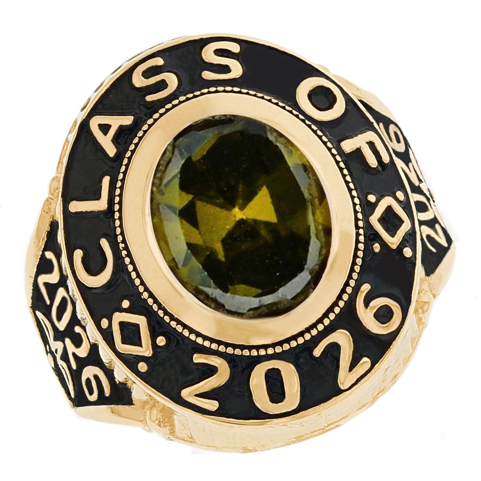 10k or 14k Gold August CZ Simulated Birthstone 2026 Graduation Mens Class Ring