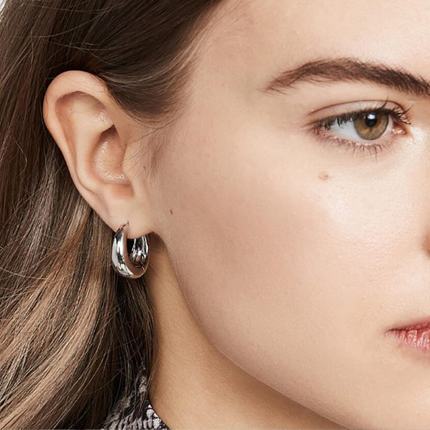 Thick Silver Chunky Hoop Earrings for Women Hypoallergenic Huggie | Hoops Everyd