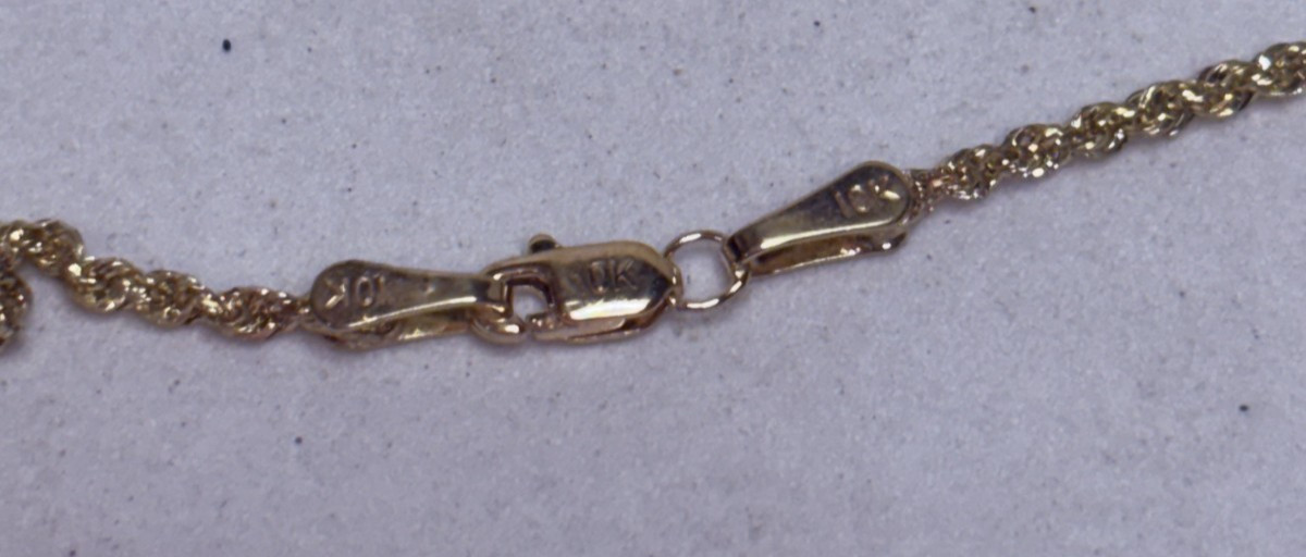Vintage Bolivia 10k Yellow Gold Twisted Rope Link Chain Necklace 22″