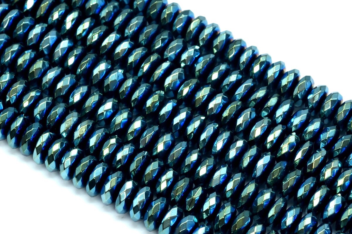 7x3MM Natural Aqua Blue Hematite Beads Grade AAA Faceted Rondelle Loose Bead
