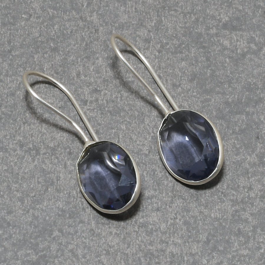 Faceted African Amethyst Gemstone 925 Sterling Silver Jewelry Earrings 1.2″ L265