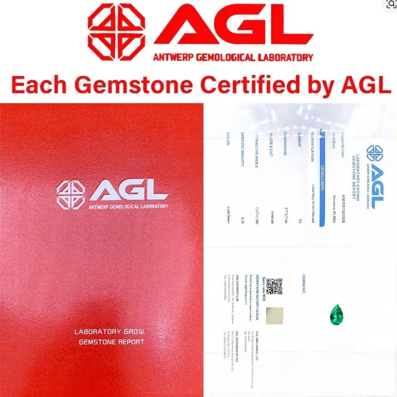 AGL Lab Grown Hydrothermal Pear Cut Lab Grown Colombia Emerald Loose Gemstones