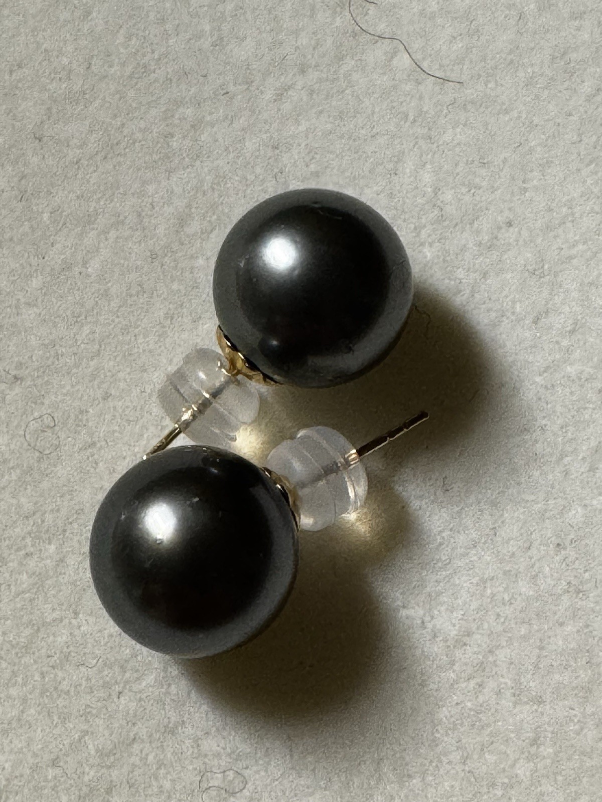 10.2mm Cultured Tahitian Pearl round Stud Earrings 18K Yellow Gold new free ship