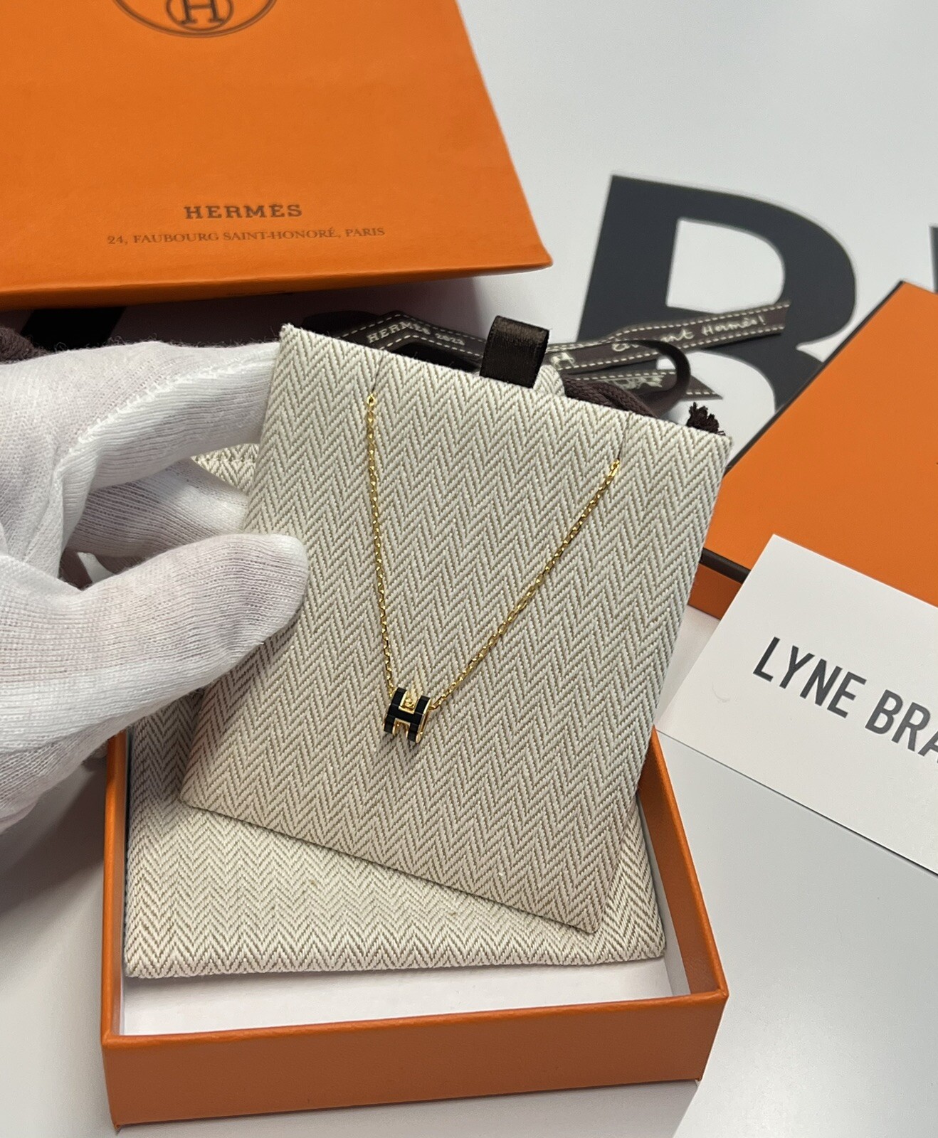 Hermes Mini Pop H Necklace – Black Noir With GHW