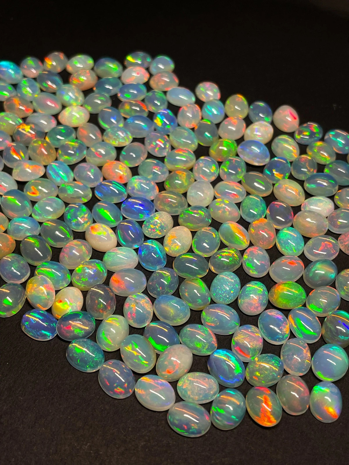 10 Pieces Lot Natural Ethiopian Opal Oval Cabochon Welo Multi Fire Opals 6-9 mm