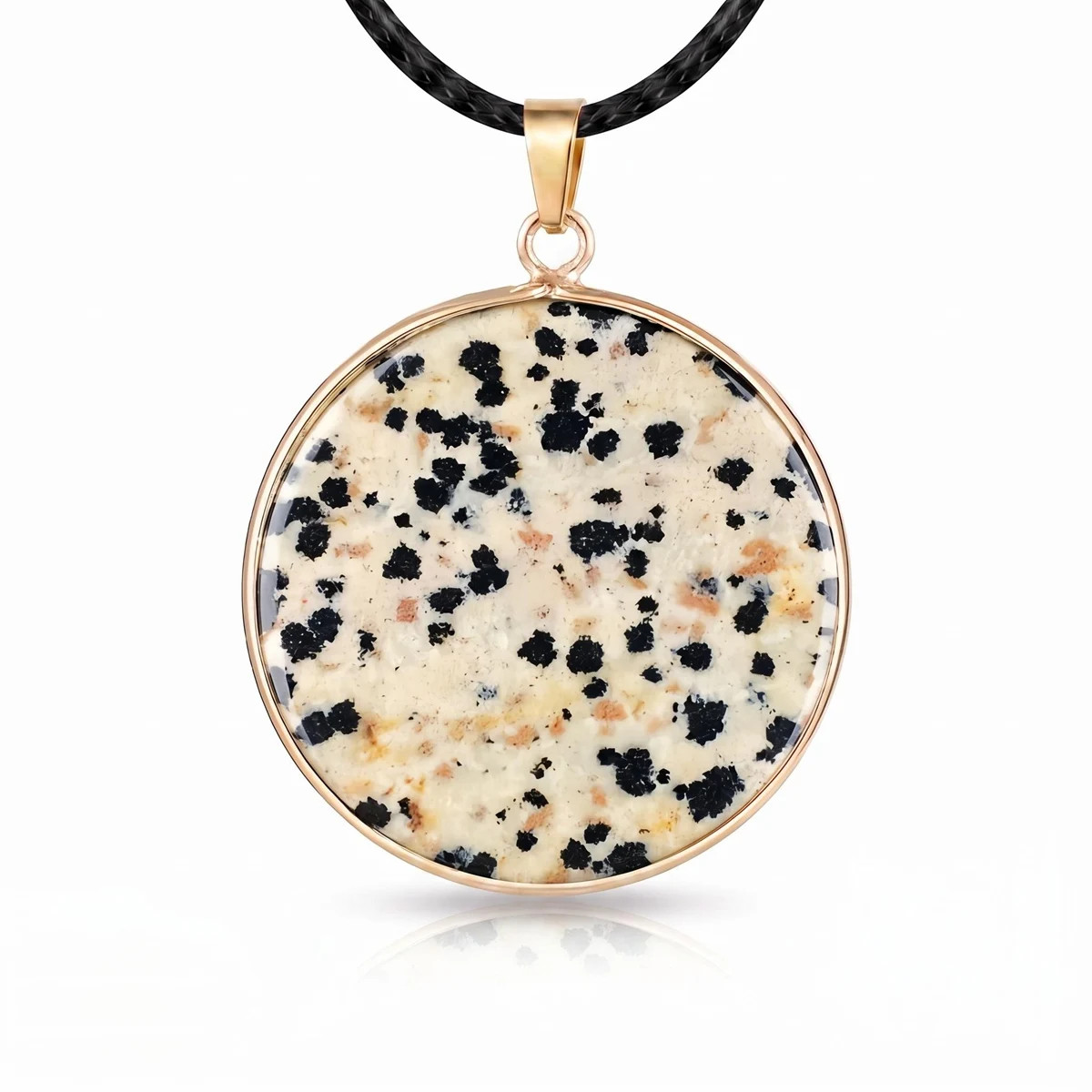 6PCS 30mm Round Natural Gemstone Pendant Necklace Gold Healing Crystal