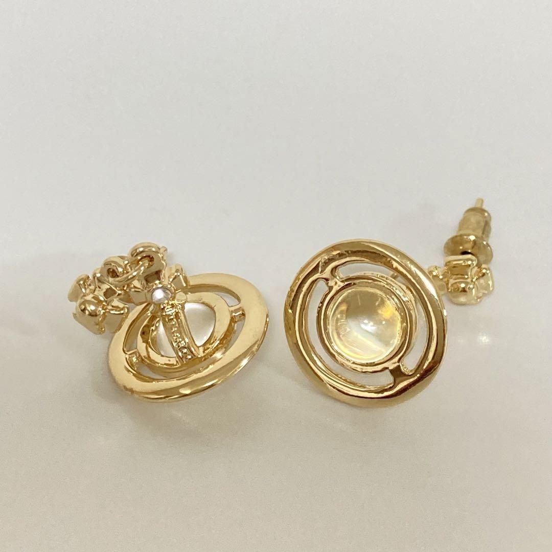 Vivienne Westwood Earrings Pierce Petite Orb Gold 2.5cm x 1.4cm w/drawstring
