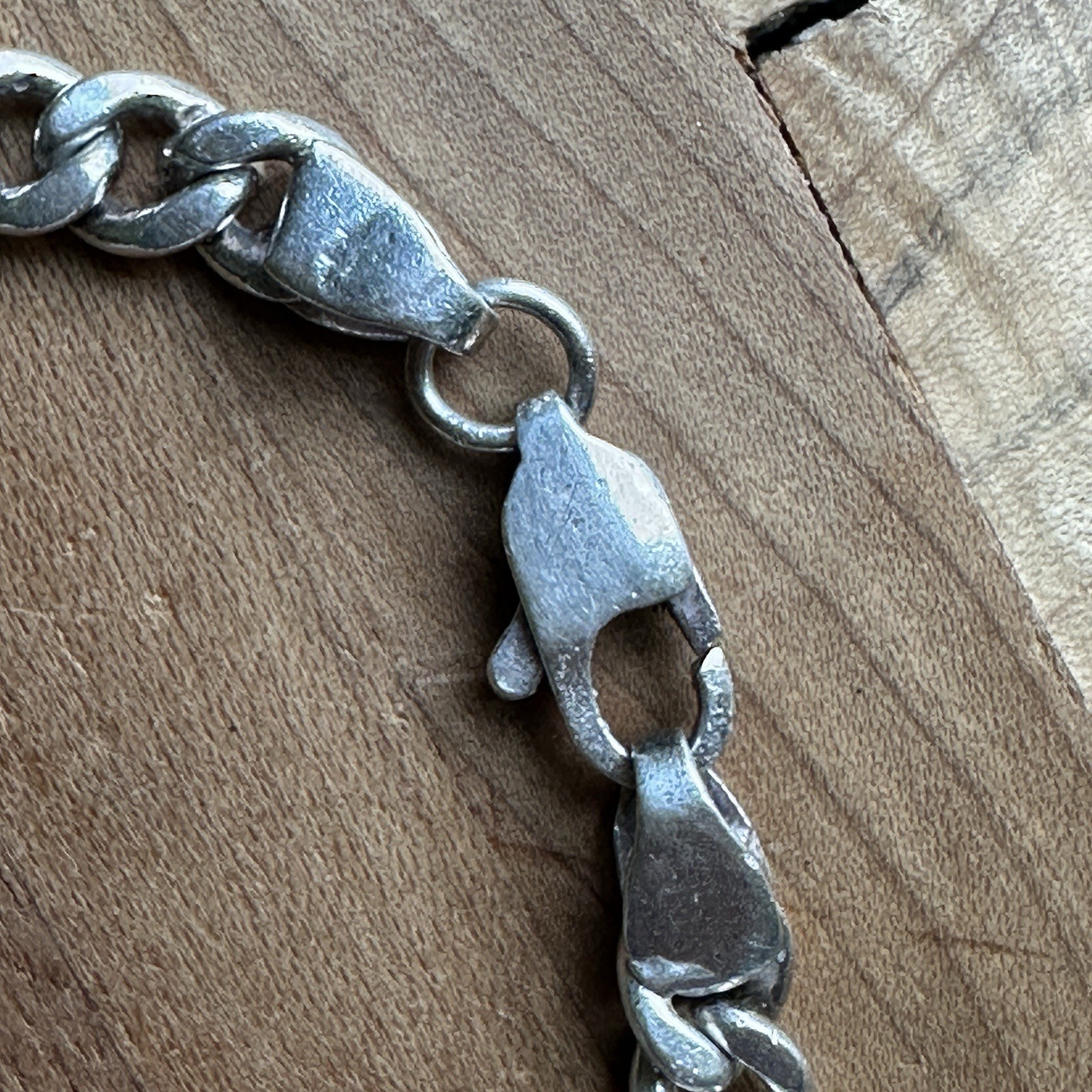 Vintage Cuban Link Chain Bracelet 8.25 Inch Lobster Signed ST 70 Sterling 18.3g