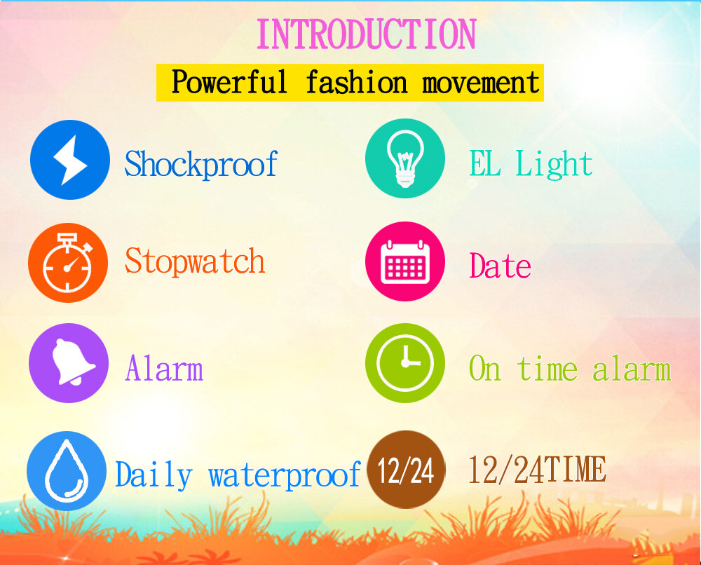 Fashion Waterproof LED Sports Digital Electronic Wrist Watch for Kids Boys Girls