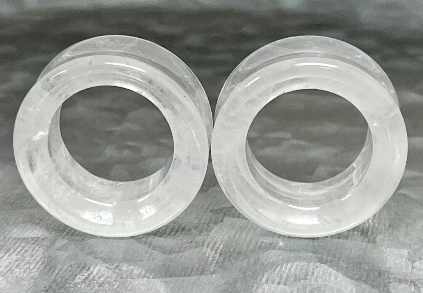 PAIR Clear Quartz Stone Tunnels Organic Gauges Plugs Body Jewelry