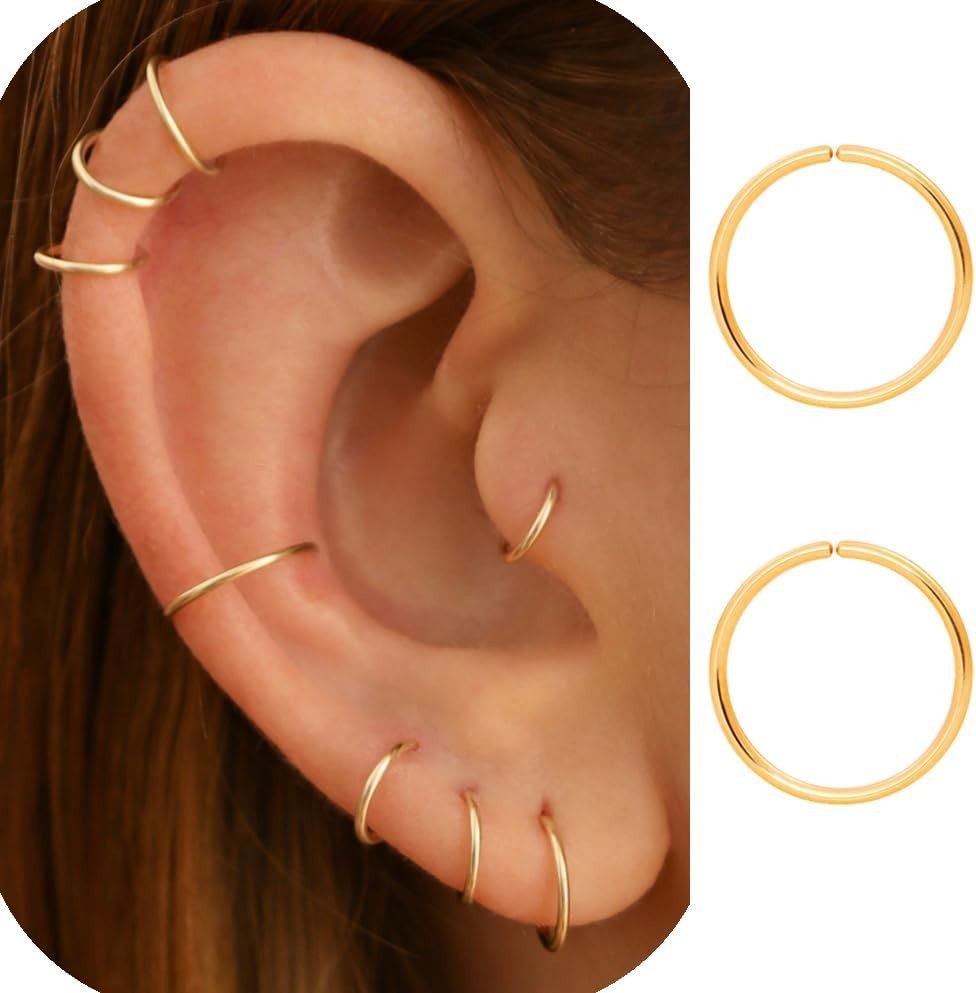 Small Handmade Huggie Hoop Earrings – 20g Gold & Silver for Multiple Piercings