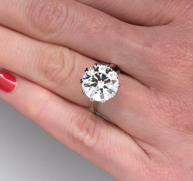 RARE 10.00 Ct Certified White Treated Diamond Solitaire Ring In 925 Silver