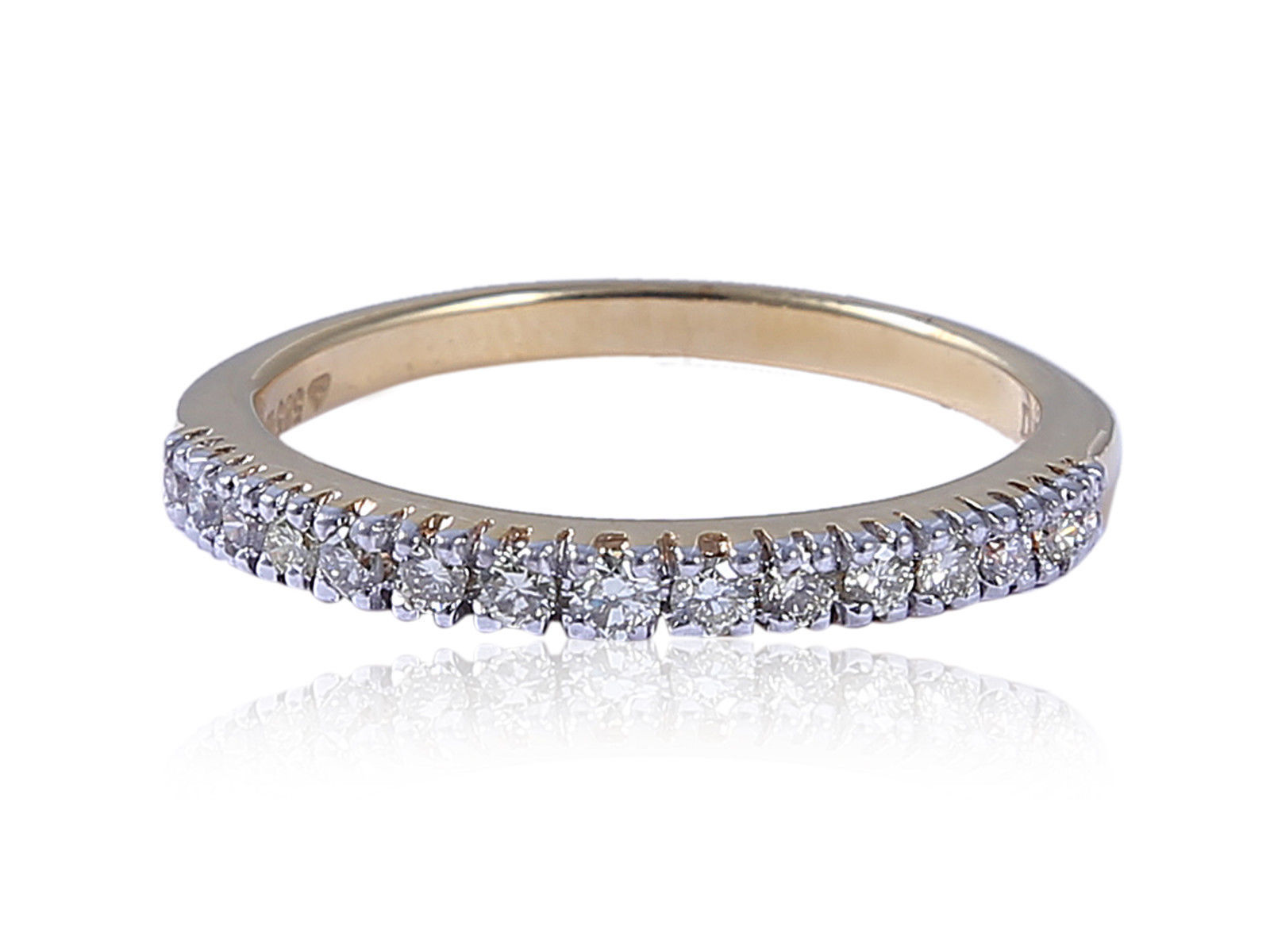 Pave 0.40 Cts Round Brilliant Cut Diamonds Engagement Ring In 585 Solid 14K Gold