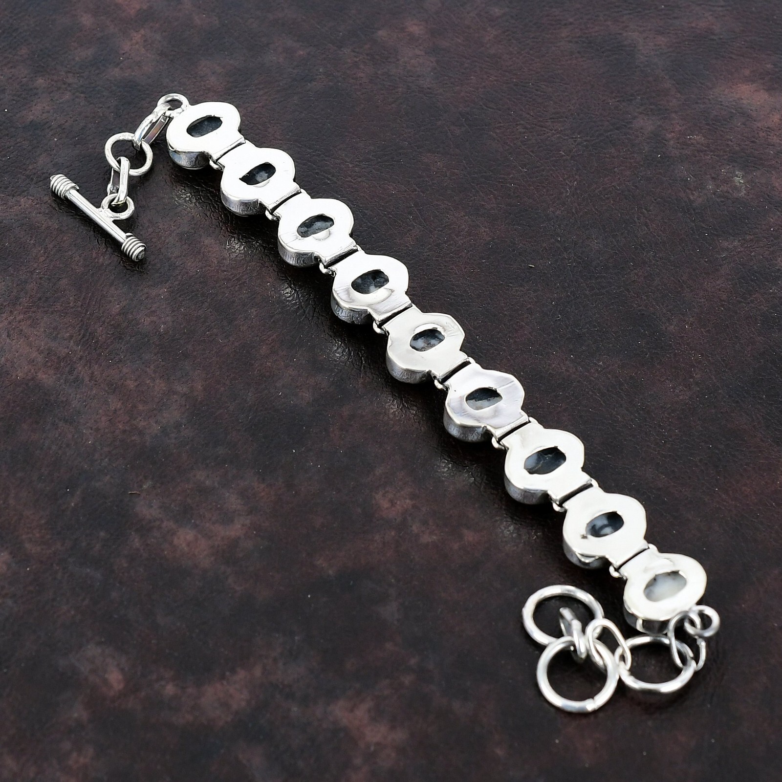 White Buffalo Turquoise Gemstone 925 Silver Daughters Day Chain Bracelet Jewelry