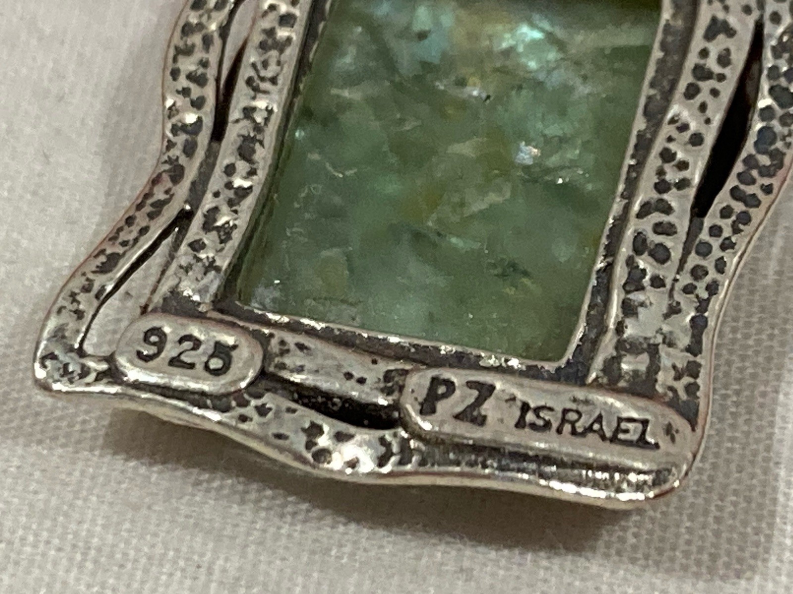 NEW OR PAZ PZ ISRAEL Sterling Silver 925 ROMAN GLASS Pendant 20″ Necklace W/BOX