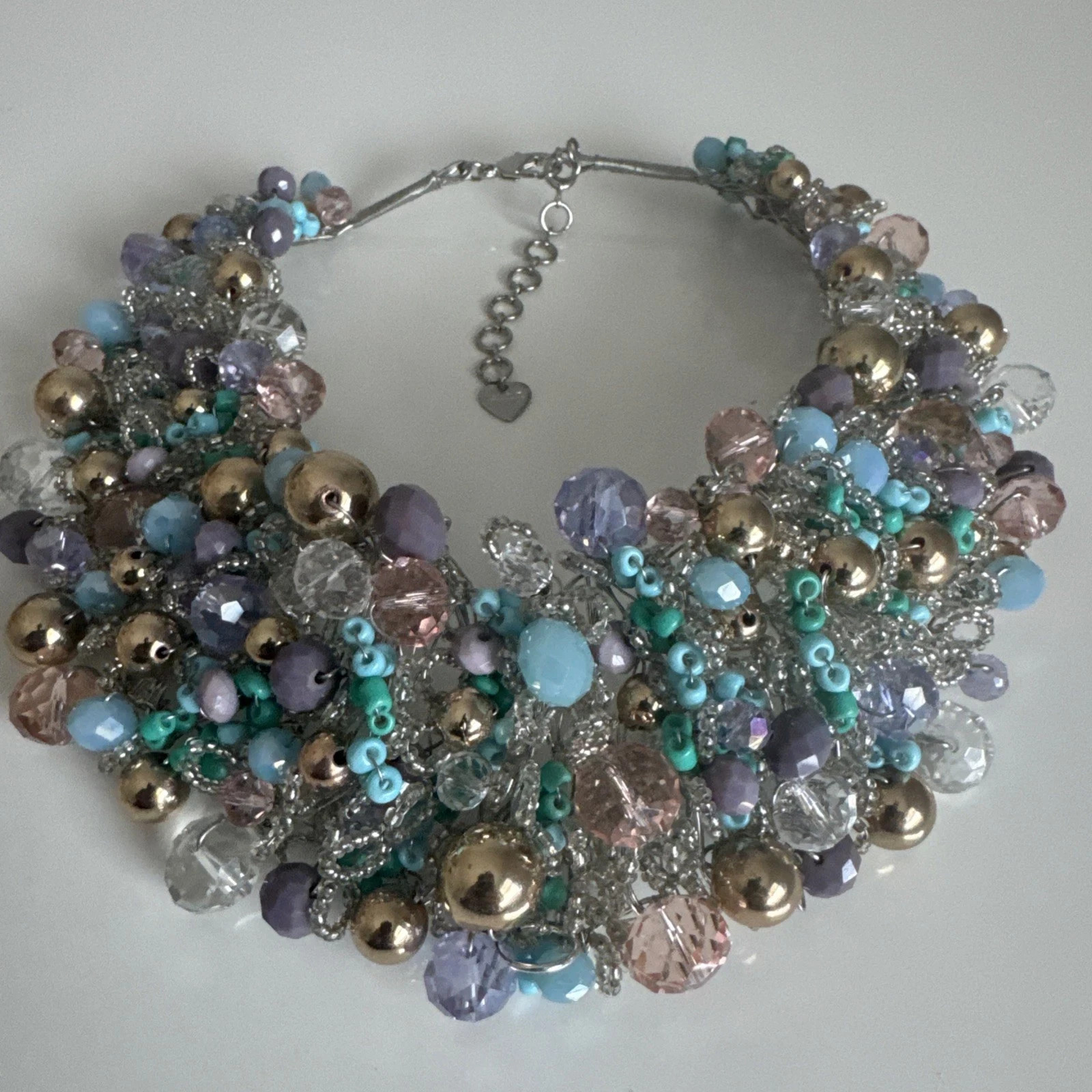 Aldo Beaded Multicolored Dramatic Statement Bib Collar Necklace
