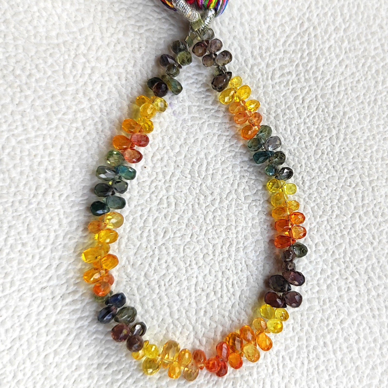 Rainbow Sapphire 4x3mm Faceted Drop Shape Gemstone Beads 5.5 Inch Strand