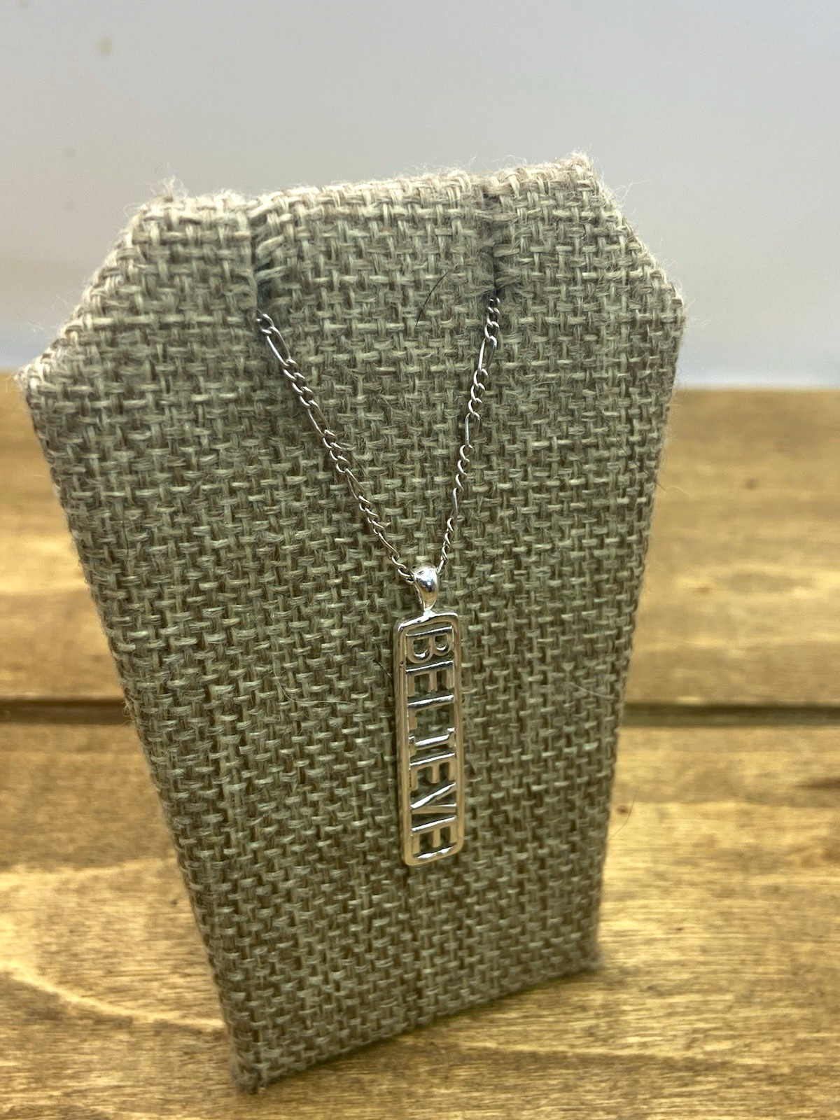 Vintage LA Studios Believe Scripted Sterling Silver Pendant Necklace 20”