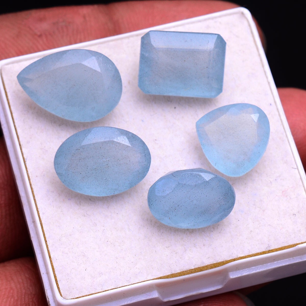5 Pcs Natural Aquamarine Top Quality Faceted Cut 11mm-16mm Loose Gemstones Lot