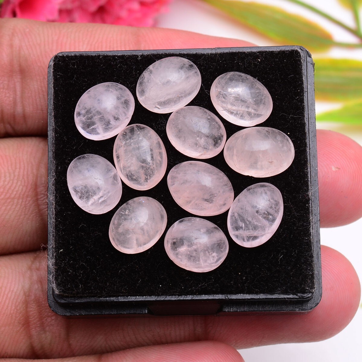 11 Pcs Natural Pink Morganite 9mm-11mm Oval Cabochon Untreated Loose Gemstones