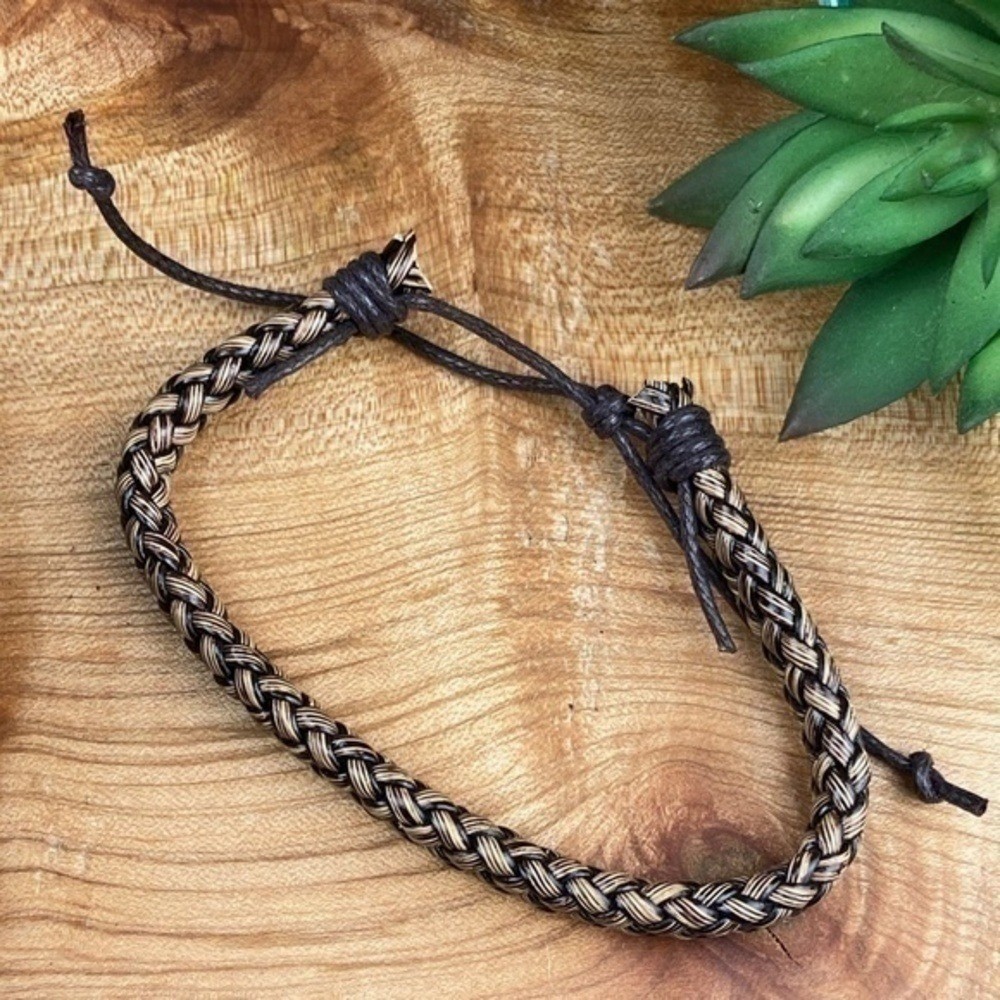 Mens Bracelets Bundle Adjustable Faux Leather and Hemp Matte Onyx Stone Beads
