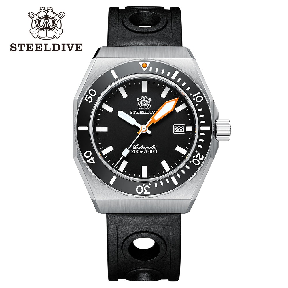 STEELDIVE SD1963 Mens 42mm 200M Automatic Dive Watch NH35 Sapphire Steel