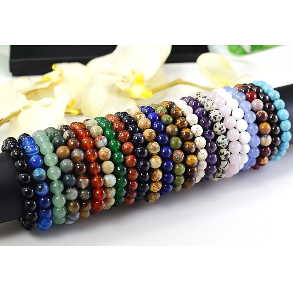 Handmade Round Beaded Stretch Bracelet Balance Kid 4mm 6mm Natural Gemstone Gift