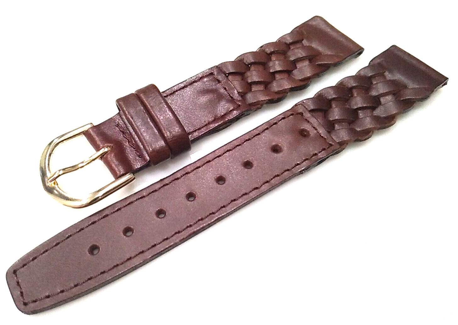 2 for 1 (1 Brown & 1 Dark Beige) Braided Woven Genuine Leather 18mm Watch Bands