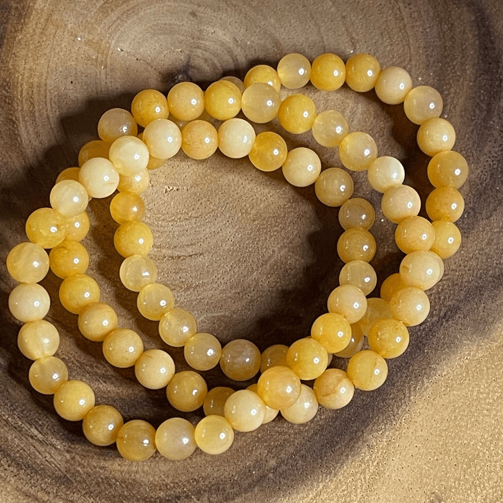 Honey Calcite yellow 6mm stretch bracelet beaded one bracelet 6.75” stretch crys