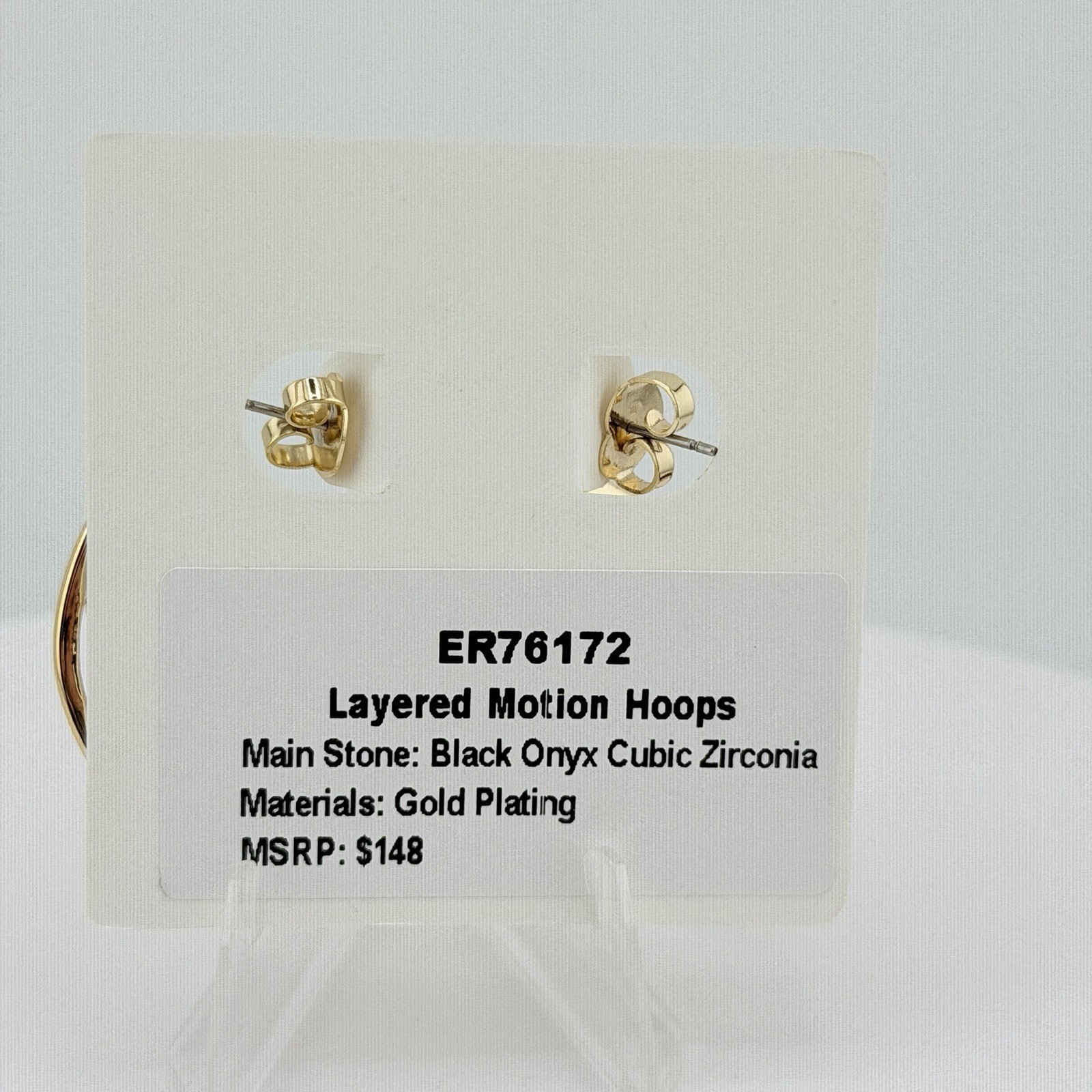 Bomb Party Obsidia Earrings “Layered Motion Hoops” Black Onyx on Yellow Gold