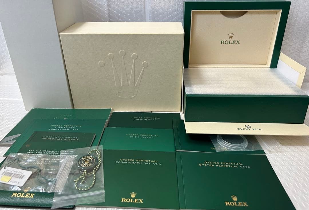 Rolex Watch Box Case Green Leather Wood Tag Booklet Bezel Cover 39139.01