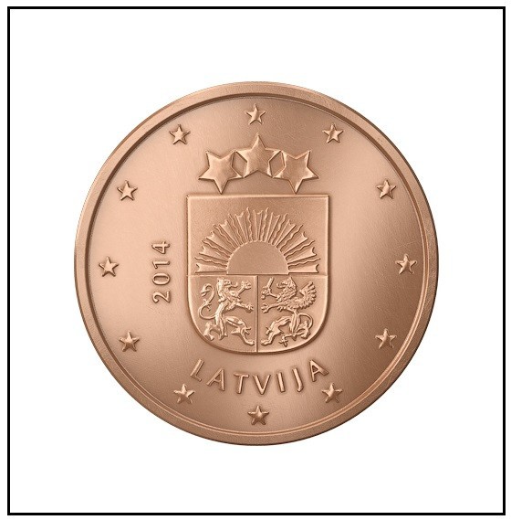 LATVIA COAT OF ARMS Necklace – 1 1/2″ Hollow Silver Steel – Copper Euro Cent
