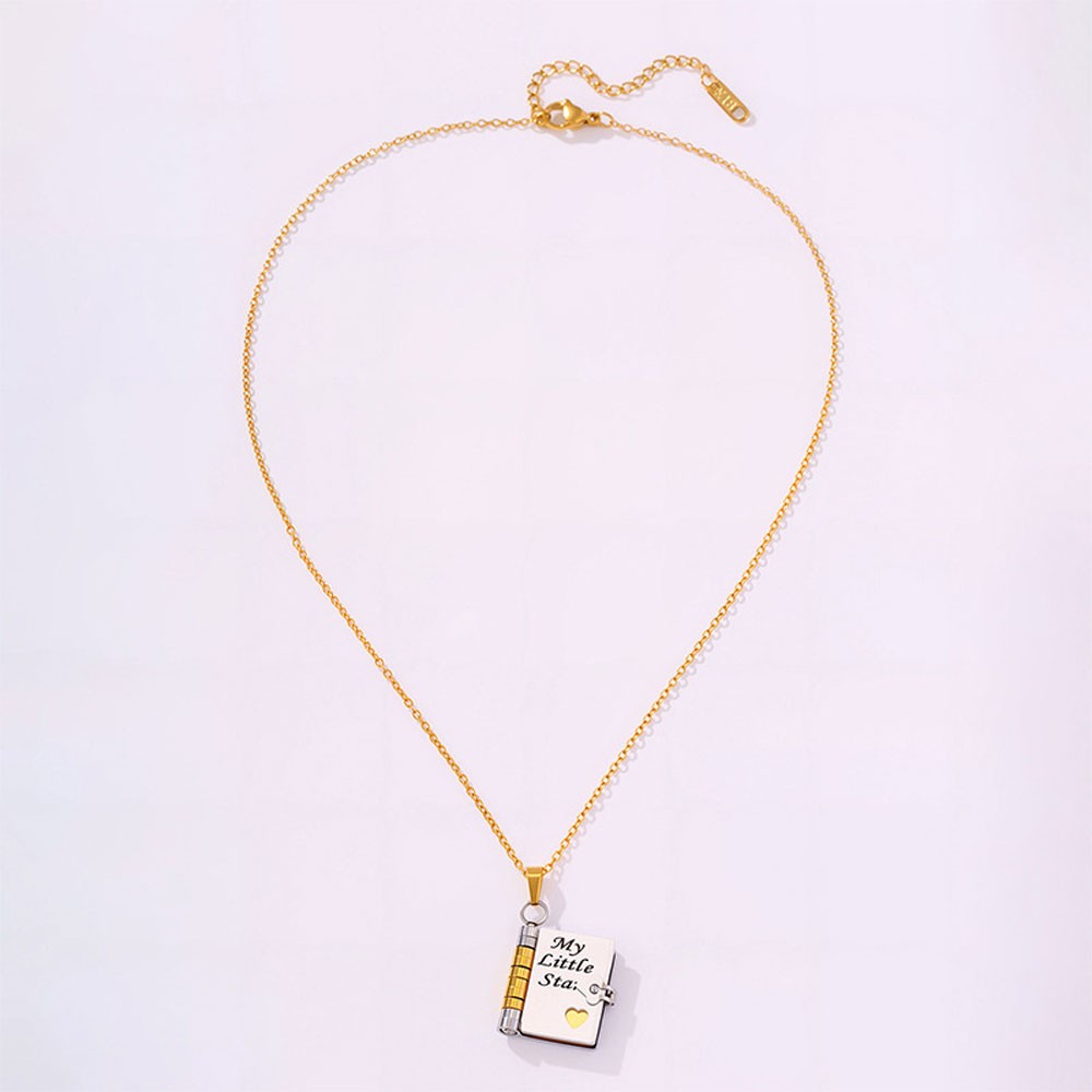My Little Star Book Pendant Necklace for Daughter Open Pages Engraved Letter US