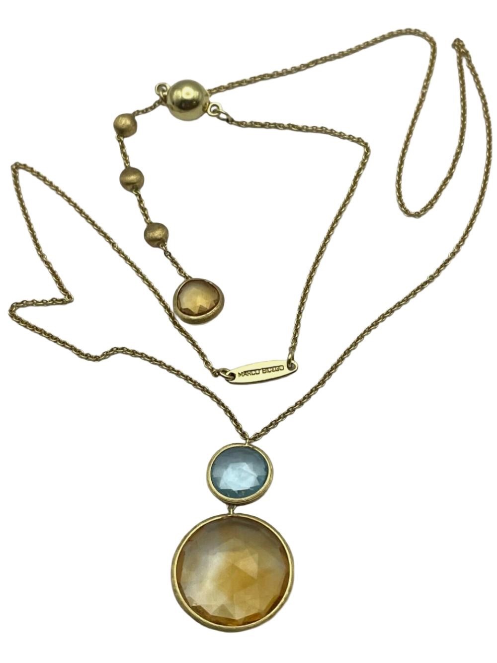 Marco Bicego, 18k Yellow Gold Necklace, Aquamarine + Citrine, 20.5 in, Italy