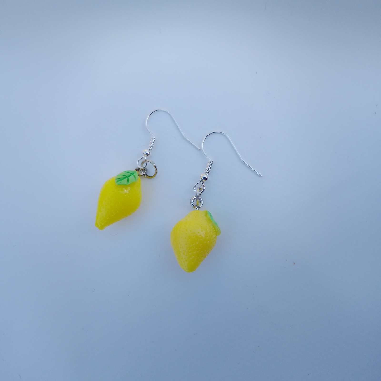 Lemon dangle earrings 3d Yellow Fruits shape Retro Kitsch Novelty Fun Theme